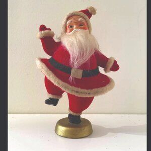 Vintage Tabletop Flocked Santa Claus Figure – Made in Japan (7.5" Tall)